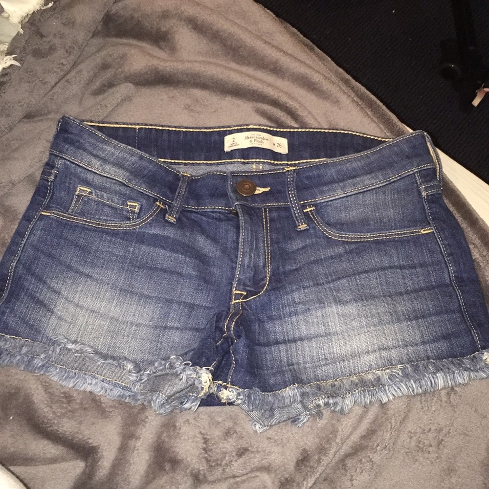 Abercrombie dark wash jean shorts